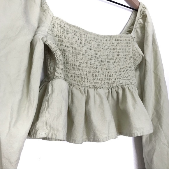 PACSUN LA HEARTS Smocked Babydoll Peplum Ruffle Blouse Crop Top S - Picture 5 of 9